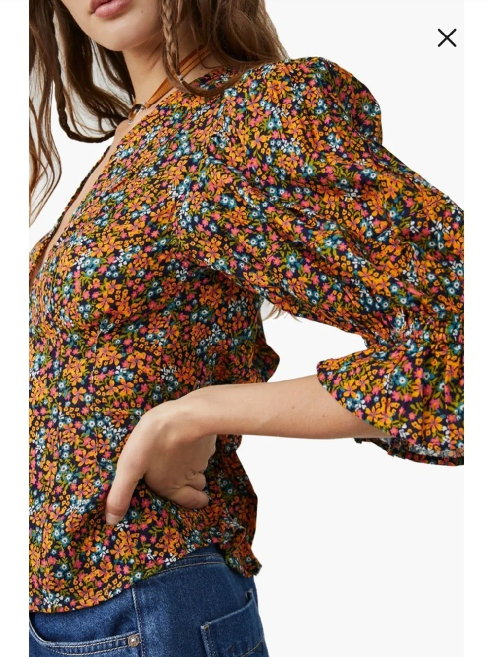I Found You Print Blouse Free People - Picture 2 of 10